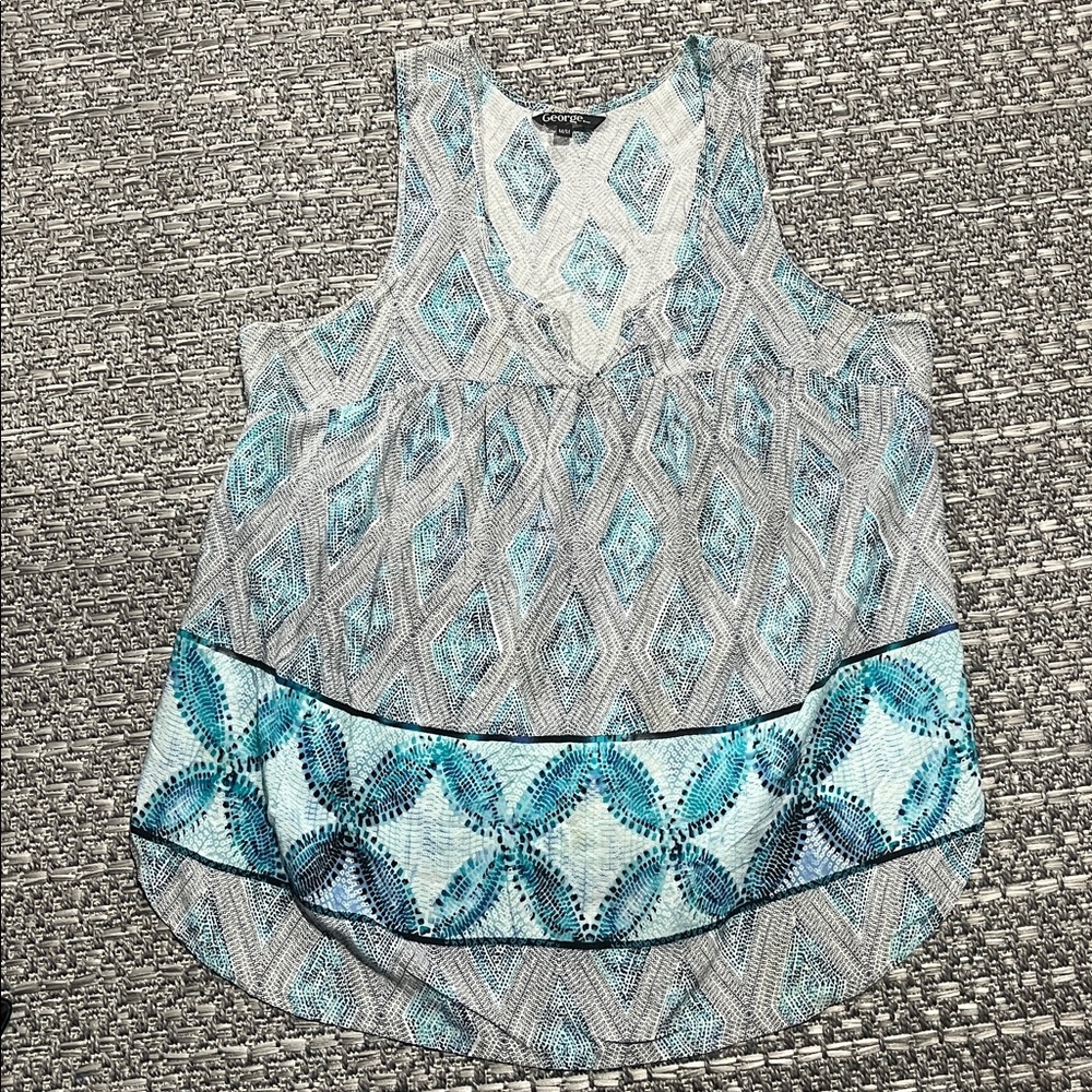 George | Flowy Blue & White Tank